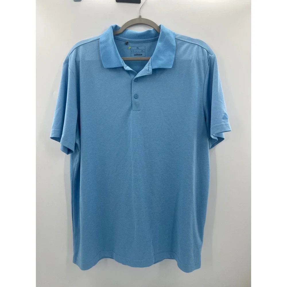 Adidas Mens XL Light Blue Heather Golf‎ Polo Shirt Short Sleeve Performance